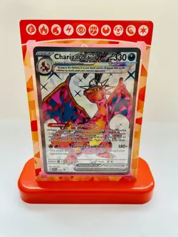 Pokemon Charizard EX Scarlet and Violet SVP 056 Black Star Promo w/ case + stand - Image 1