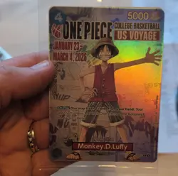 Bandai Namco One Piece CCG Monkey D. Luffy US Voyage Promo Full Art Holo P-055 - Image 1
