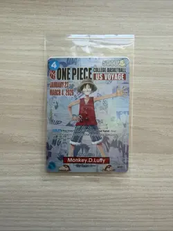 Monkey.D.Luffy College Basketball US Voyage P-055 One Piece Promotion Cards Foil - Image 1