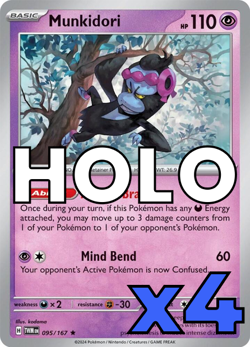 4x Munkidori 095/167 Sv06: Twilight Masquerade Holo PLAYSET x4 - Pokemon TCG - Image 1