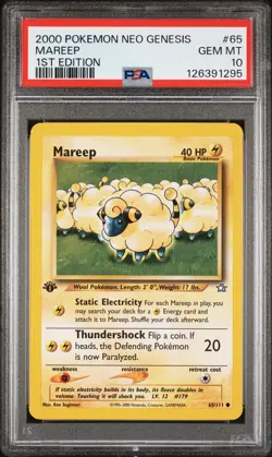 2000 POKEMON NEO GENESIS 1ST ED #65 MAREEP PSA 10 - Image 1