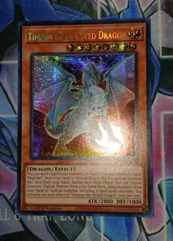 YUGIOH Timaeus The United Dragon MP23-EN003 Prismatic Secret Rare 1st Edition - Image 1