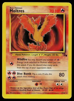 Pokemon Card - Moltres Fossil 27/62 Non Holo Rare - Image 1