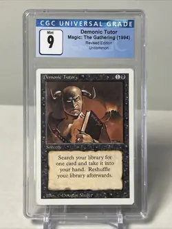 MTG Revised Demonic Tutor CGC 9 Mint Magic Card 1994 - Image 1