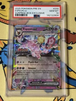 2025 POKEMON PRE EN-PRISMATIC EVOLUTIONS SURPRISE BOX EXCLUSIVE ESPEON EX PSA 10 - Image 1