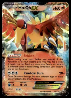 2012 Pokemon Dragons Exalted Ho-Oh EX #22 Damaged - Image 1