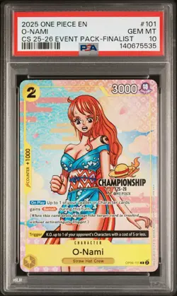 2025 One Piece EN CS 25-26 Finalist Textured Black Stamp O-Nami PSA 10 - Image 1