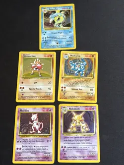 Pokemon 5 Card Holo Lot Gyrados, 1st ed Machamp, Mewtwo, Alakazam, Hitmonchan - Image 1