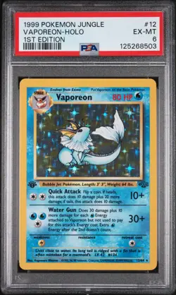 1999 POKEMON JUNGLE 1ST EDITION #12 VAPOREON-HOLO PSA 6 - Image 1