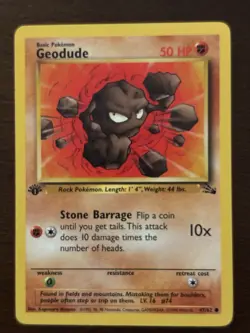 Pokemon TCG Geodude Fossil 1st Edition Basic 50 HP Stone Barrage Common 41/62 - Image 1