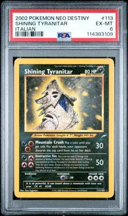 PSA 6 - Pokemon Shining Tyranitar Holo 113 2002 Neo Destiny (Mislabel) - Image 1