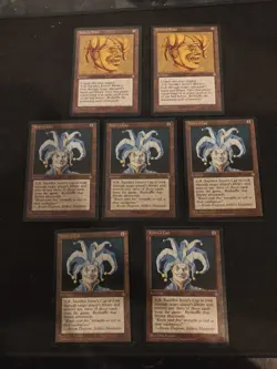 Magic the Gathering MTG Ice Age 7 Card Lot Jester's Mask Jester's Cap WoTC 1995 - Image 1