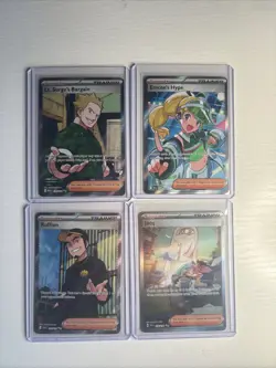 Pokemon TCG Ruffian, Emcees hype, Surges bargain, Jacq Trainer lot. 4 Card 2025 - Image 1