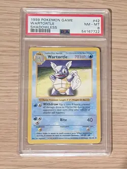 1999 POKEMON GAME SHADOWLESS #42 WARTORTLE PSA 8 - Image 1