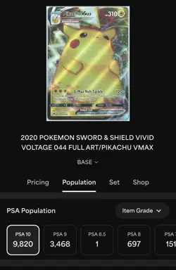 2020 Pokemon SWSH FA/Pikachu VMAX Vivid Voltage #44 PSA 10 - Image 3
