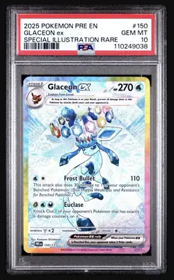 Pokemon Prismatic Evolutions 2025 Glaceon EX 150/131 PSA 10 - Image 1