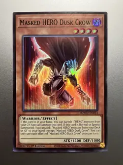 Yugioh - Masked HERO Dusk Crow Super Rare MZMU-EN014, Near Mint, 1st Edition - Image 1