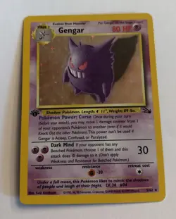 GENGAR #5 5/62 Pokemon 1st Edition Fossil Set Holo Rare Card 1999 - Image 1