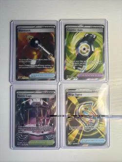 Pokemon TCG Blowtorch, Countergain, Mega signal, Battle cage. 4 Card lot Trainer - Image 1