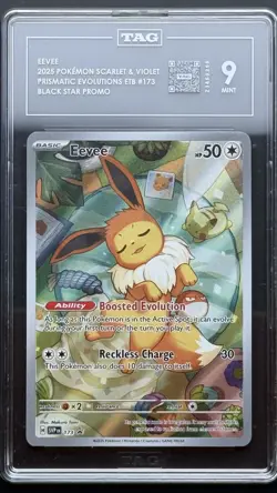 Pokemon TCG Eevee SVP 173 Black Star Promo TAG Mint 9 - Image 1
