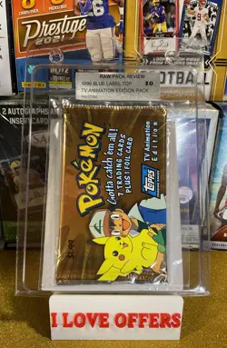 1999 TOPPS POKEMON TV ANIMATION BLUE LABEL FACTORY SEALED BLISTER PK RPR 10 READ - Image 1