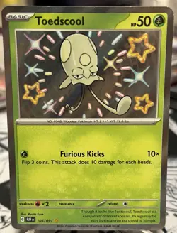 Pokemon TCG Toedscool Scarlet & Violet: Paldean Fates 105/091 Holo Shiny Rare - Image 1