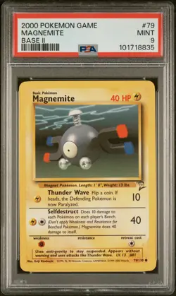 2000 POKEMON BASE SET 2 #79 MAGNEMITE PSA 9 - Image 1