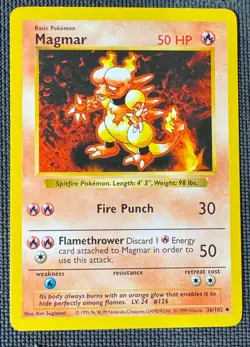 MAGMAR 36/102 UC BASE SET SHADOWLESS POKEMON MP - Image 1