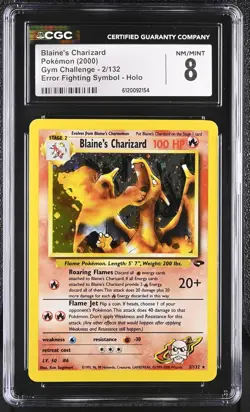 BLAINE'S CHARIZARD Gym Challenge Holo Rare #2 *ERROR* CGC 8 Vintage Pokemon - Image 1