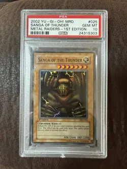 2002 YU-GI-OH! MRD-METAL RAIDERS 1ST ED #025 SANGA OF THE THUNDER PSA 10 - Image 1