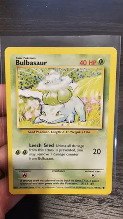 4th Print Base Set Bulbasaur 44/102 Common Pokemon Card LP - Image 1