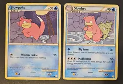 Slowpoke 81/123 & Slowbro 52/123 Pokemon Cards HGSS Heartgold 2010 x2 MP - Image 1