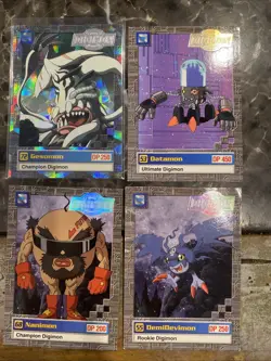Digimon Vintage 2000 Card Lot Of 4 Cards Rare One Holographic Card - Image 1