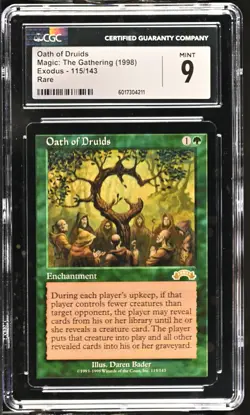 OATH OF DRUIDS Exodus Rare CGC 9 MTG [Nostalgium] - Image 1