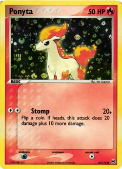 Pokemon TCG Ponyta 76/112 FireRed & LeafGreen Reverse Holo VLP - Image 1
