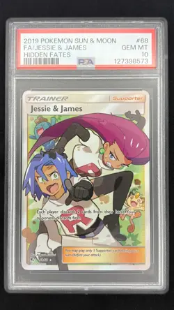 Jessie & James 68/68 - Hidden Fates - Graded PSA 10 GEM MT Pokemon Card - Image 1