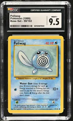 Poliwag Base Set 59/102 English Pokemon CGC 9.5 Mint+ - Image 1
