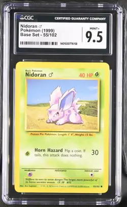 Nidoran Base Set 55/102 English Pokemon CGC 9.5 Mint+ - Image 1