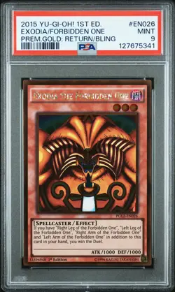 2015 YU-GI-OH! PREM GOLD: RETURN OF THE BLING EXODIA THE FORBIDDEN ONE PSA 9 - Image 1