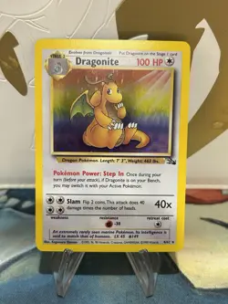 Dragonite 4/62 Pokemon Fossil Unlimited Holo Rare Card WOTC NM - Image 1