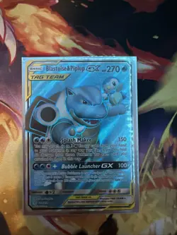 pokemon card Blastoise & Piplup GX Cosmic Eclipse 214/236 Holo Full Art - Image 1