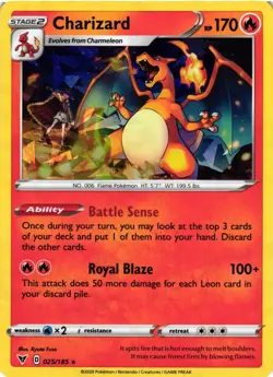 Pokemon TCG Charizard Cracked Ice Holo Card 025/185 Deck Exclusives NM - Image 1