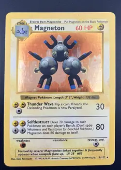 Pokemon Magneton Shadowless #9/102 Base Set Holo Rare Card - Image 1