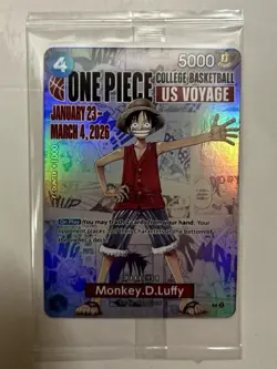 One Piece Monkey D. Luffy US Voyage College Basketball Promo Card SEALED - Image 1