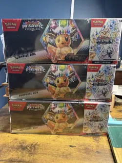 Pokemon TCG: Sam’s Club Prismatic Evolutions Surprise Box & Booster Bundle (3x) - Image 1