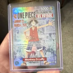 Bandai One Piece CCG Monkey.D.Luffy US Voyage Promo Foil Leader Card 5000 - Image 1