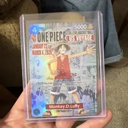 Bandai One Piece CCG Monkey.D.Luffy US Voyage Promo Holo Card P-055 5000 - Image 1