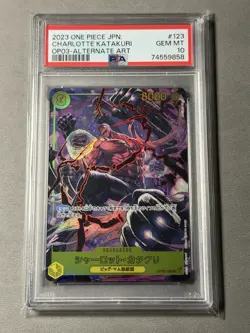 PSA 10 GEM MINT JAPANESE ONE PIECE 2023 CHARLOTTE KATAKURI OP03-123 ALT ART - Image 1