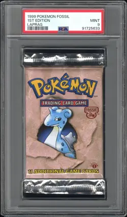 PSA 9 - 1999 WOTC Pokemon Fossil 1st Edition Lapras Pack Mint! - Image 1
