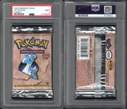 PSA 9 - 1999 WOTC Pokemon Fossil 1st Edition Lapras Pack Mint! - Image 3
